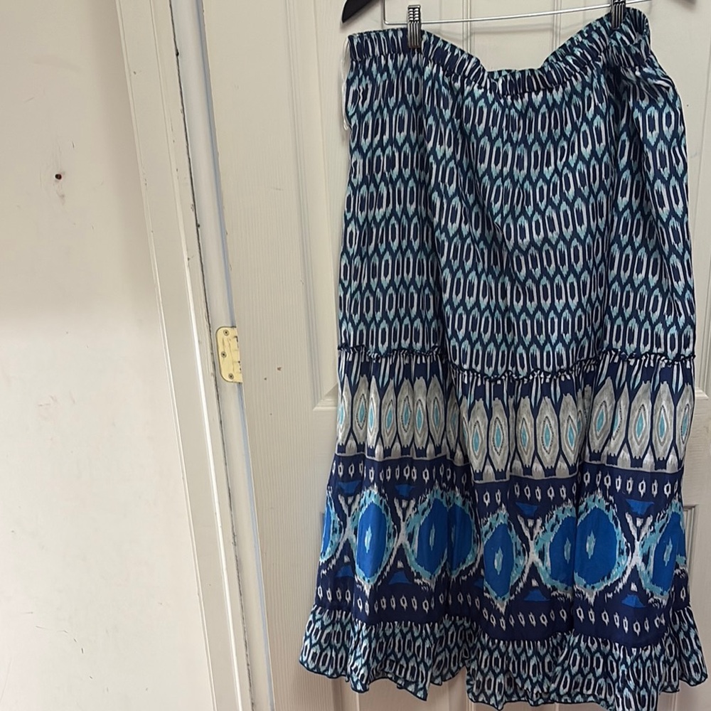 Lane Bryant Blue Geometric A-Line Skirt